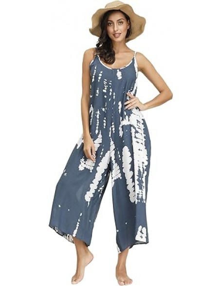 BUENOS NINOS Women's V Neck Floral Maxi Dress Boho Printed Adjustable Spaghetti Strap Ethnic Beach Long Dress with Pockets
