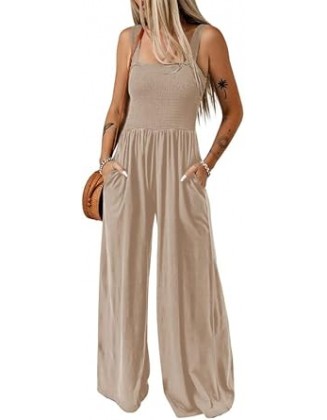 Dokotoo Women's Casual Loose Overalls Jumpsuits One Piece Sleeveless Wide Leg Long Pant Rompers With Pockets