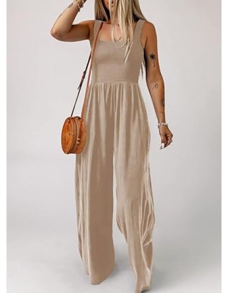 Dokotoo Women's Casual Loose Overalls Jumpsuits One Piece Sleeveless Wide Leg Long Pant Rompers With Pockets Dokotoo Women's Casual Loose Overalls Jumpsuits One Piece Sleeveless Wide Leg Long Pant Rompers With Pockets