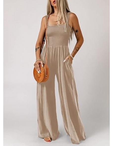 Dokotoo Women's Casual Loose Overalls Jumpsuits One Piece Sleeveless Wide Leg Long Pant Rompers With Pockets Dokotoo Women's Casual Loose Overalls Jumpsuits One Piece Sleeveless Wide Leg Long Pant Rompers With Pockets