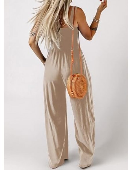 Dokotoo Women's Casual Loose Overalls Jumpsuits One Piece Sleeveless Wide Leg Long Pant Rompers With Pockets Dokotoo Women's Casual Loose Overalls Jumpsuits One Piece Sleeveless Wide Leg Long Pant Rompers With Pockets