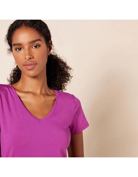 Women's Stretch Short-Sleeve V-Neck T-Shirt (Available in Plus Size), Pack of 2 Women's Stretch Short-Sleeve V-Neck T-Shirt (Available in Plus Size), Pack of 2