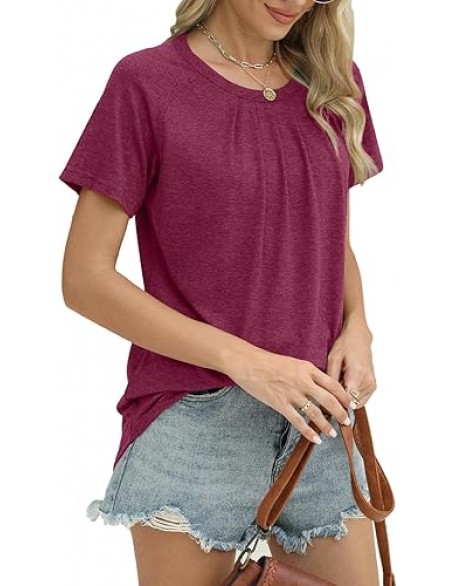 Womens Tops Short Sleeve Crew Neck Shirts Loose Casual Blouse Summer Clothes