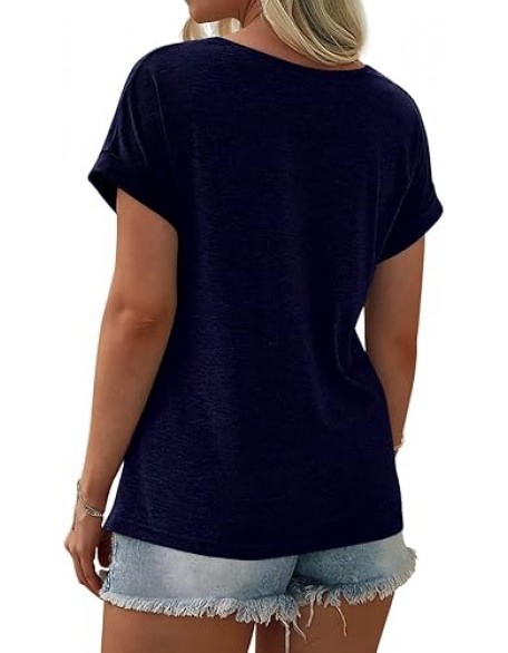 Womens Color Block Short Sleeve Tops Casual Summer T-Shirt