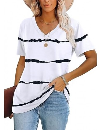 Lunivop Womens Tops Casual V Neck Short Sleeve Solid Color Basic T Shirt