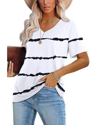 Lunivop Womens Tops Casual V Neck Short Sleeve Solid Color Basic T Shirt