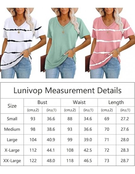 Lunivop Womens Tops Casual V Neck Short Sleeve Solid Color Basic T Shirt