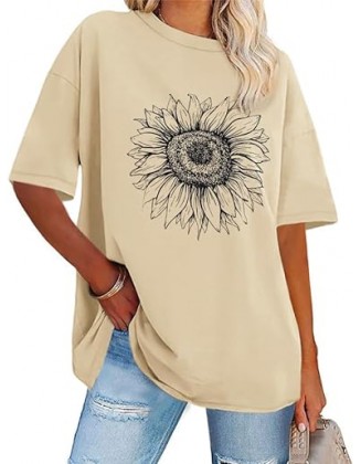 Womens Oversized Tshirt Graphic Tees Crew Neck Summer Short Sleeve Loose Fit tops