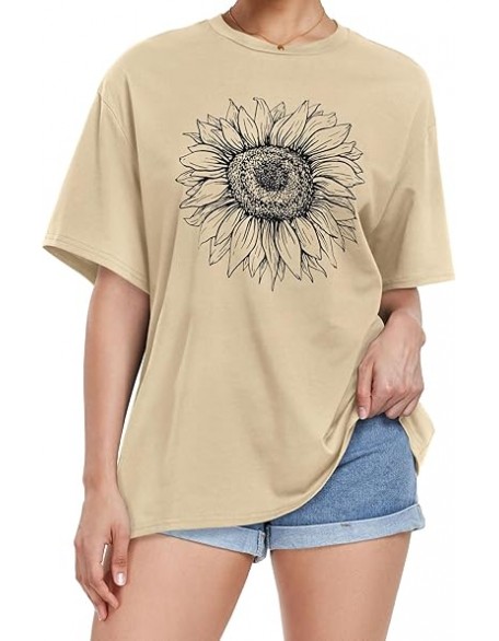 Womens Oversized Tshirt Graphic Tees Crew Neck Summer Short Sleeve Loose Fit tops