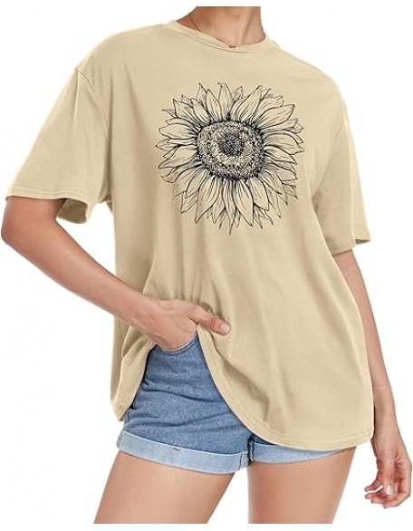 Womens Oversized Tshirt Graphic Tees Crew Neck Summer Short Sleeve Loose Fit tops