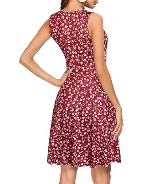 GUBERRY Womens Wrap V Neck Sleeveless Sundress Summer Flare Tank Dress with Pockets
