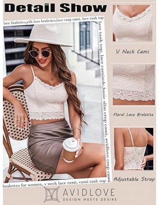Avidlove Lace Bralette for Women Spaghetti Strap Tank Top V Neck Slim Basic Camisoles