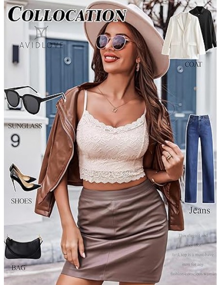Avidlove Lace Bralette for Women Spaghetti Strap Tank Top V Neck Slim Basic Camisoles Avidlove Lace Bralette for Women Spaghetti Strap Tank Top V Neck Slim Basic Camisoles