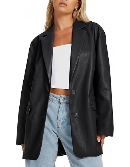 AUTOMET Womens Oversized Leather Faux Y2k Jackets Motorcycle Plus Size Moto Biker Coat Fall Outfits Fashion Clothes