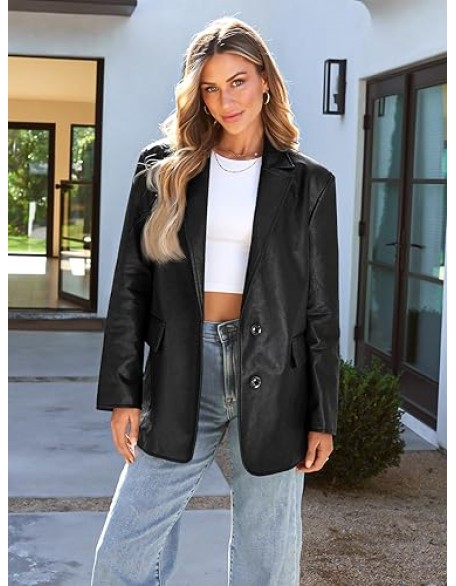 AUTOMET Womens Oversized Leather Faux Y2k Jackets Motorcycle Plus Size Moto Biker Coat Fall Outfits Fashion Clothes