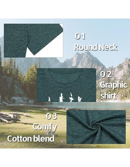 Funny Graphic Women Skinny Pine Tree Shirt Summer Hiking Camping Athletic Tees Nature Casual Comfy Clothes