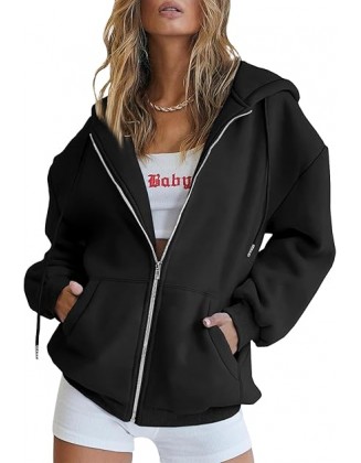 EFAN Women's Drawstring Zip Up Cute Hoodies Fall Jacket Oversized Casual Sweatshirts with Pocket