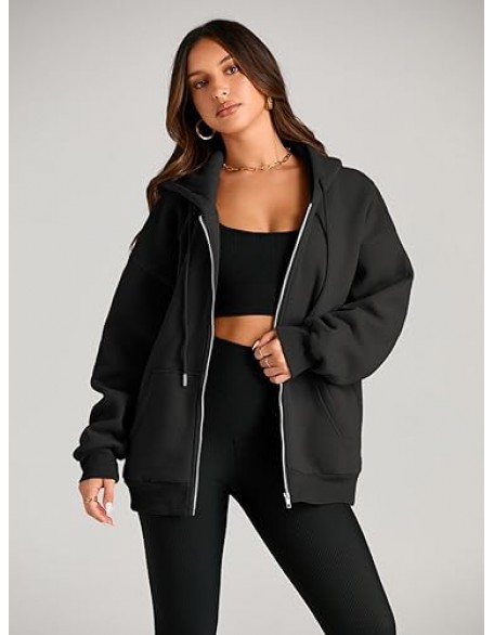 EFAN Women's Drawstring Zip Up Cute Hoodies Fall Jacket Oversized Casual Sweatshirts with Pocket