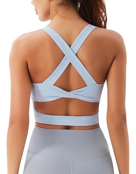 Sports Bras for Women Criss-Cross Back Padded Workout Tank Tops Medium Support Crop Tops for Women Sports Bras for Women Criss-Cross Back Padded Workout Tank Tops Medium Support Crop Tops for Women