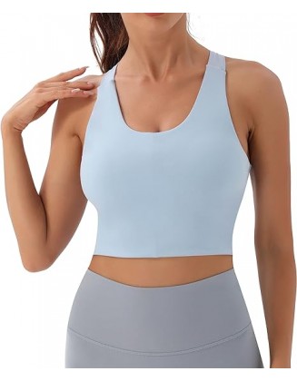 Sports Bras for Women Criss-Cross Back Padded Workout Tank Tops Medium Support Crop Tops for Women
