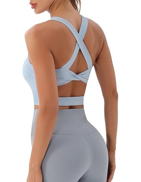Sports Bras for Women Criss-Cross Back Padded Workout Tank Tops Medium Support Crop Tops for Women Sports Bras for Women Criss-Cross Back Padded Workout Tank Tops Medium Support Crop Tops for Women