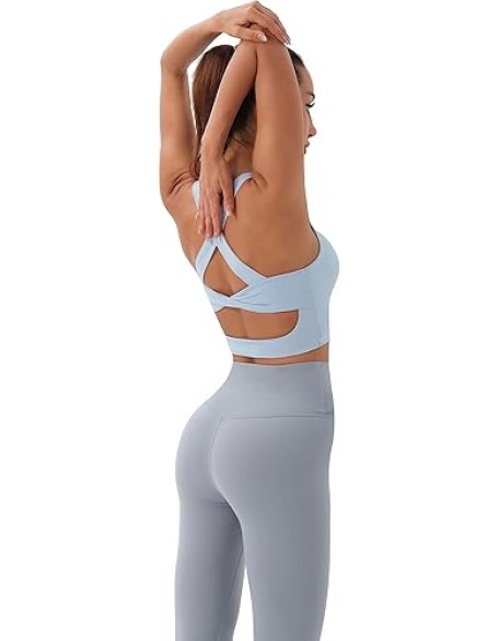 Sports Bras for Women Criss-Cross Back Padded Workout Tank Tops Medium Support Crop Tops for Women Sports Bras for Women Criss-Cross Back Padded Workout Tank Tops Medium Support Crop Tops for Women