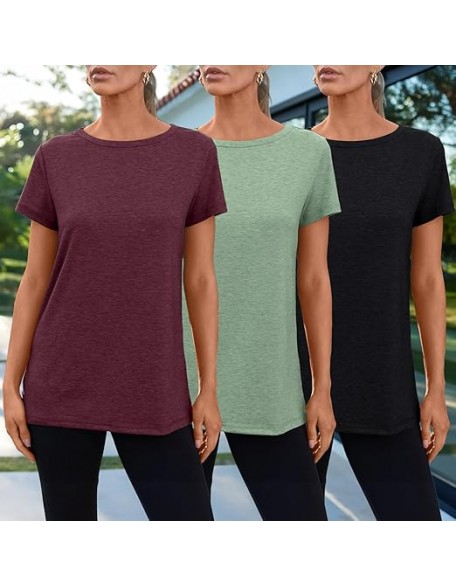 Womens 3 Pack T Shirts Basic Short Sleeve Tees Crewneck Fashion Tops Loose Fit Lightweight Casual Summer Clothes Womens 3 Pack T Shirts Basic Short Sleeve Tees Crewneck Fashion Tops Loose Fit Lightweight Casual Summer Clothes