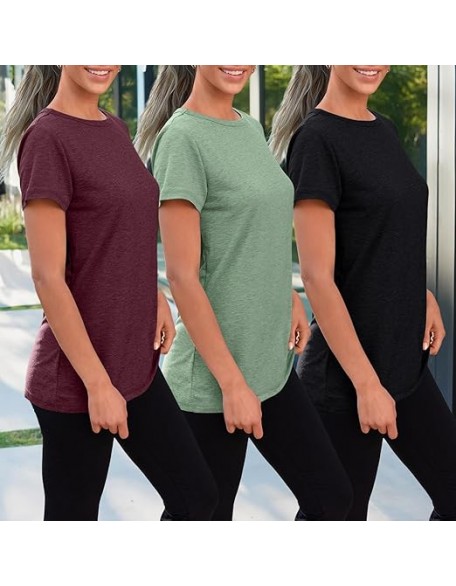 Womens 3 Pack T Shirts Basic Short Sleeve Tees Crewneck Fashion Tops Loose Fit Lightweight Casual Summer Clothes Womens 3 Pack T Shirts Basic Short Sleeve Tees Crewneck Fashion Tops Loose Fit Lightweight Casual Summer Clothes