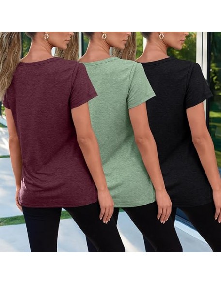 Womens 3 Pack T Shirts Basic Short Sleeve Tees Crewneck Fashion Tops Loose Fit Lightweight Casual Summer Clothes Womens 3 Pack T Shirts Basic Short Sleeve Tees Crewneck Fashion Tops Loose Fit Lightweight Casual Summer Clothes
